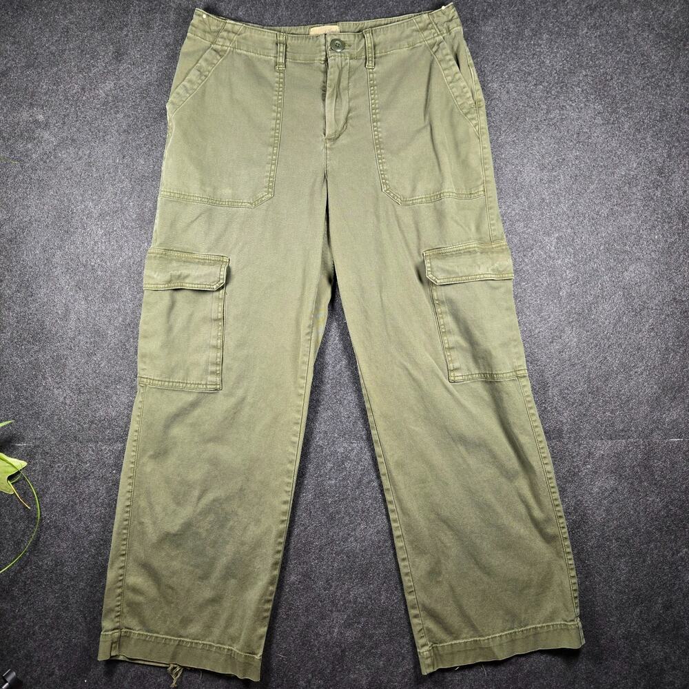 Universal Thread Womens Khaki Green Mid-Rise Wide Leg Utility Pants Size 10